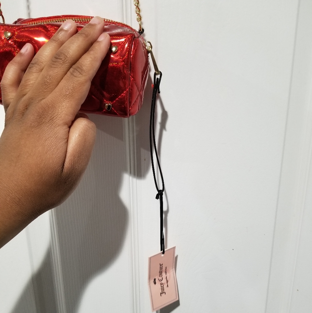 Juicy Couture Metallic Gold & Poppy Red Quilted Sofie Mini Crossbody Bag - Picture 12 of 15